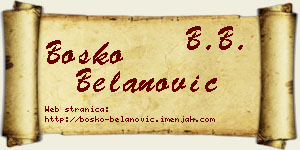 Boško Belanović vizit kartica